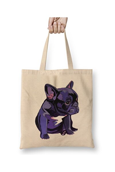 Generic Brand French Bulldog in Purple Cloth Bag Long Handle