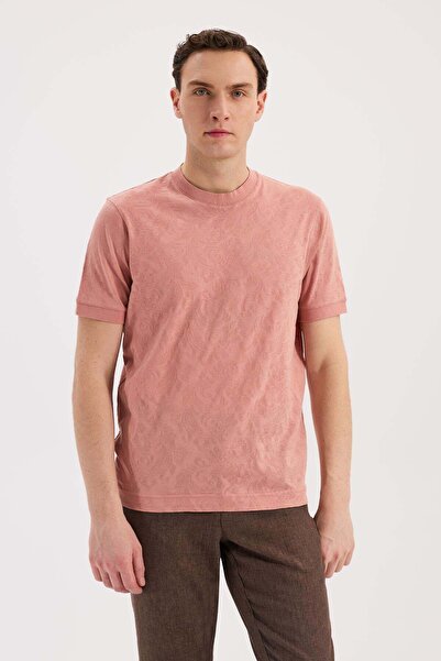 Jakamen Μπλουζάκι Yavru Ağzı Slim Fit με λαιμόκοψη και σχέδιο, 100% βαμβακερό