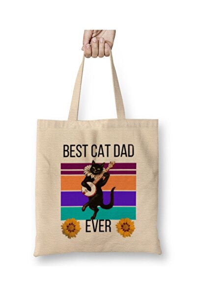 dekado BEST CAT DAD Fathers Day Gift 2021 حقيبة قماش بمقبض طويل