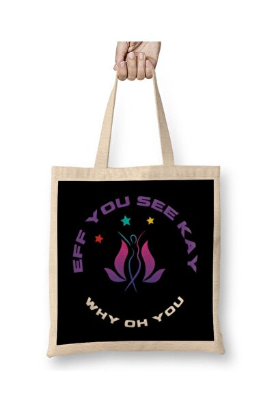 dekado Eff You See Kay Why Oh You YOGA LOVER حقيبة قماش بمقبض طويل