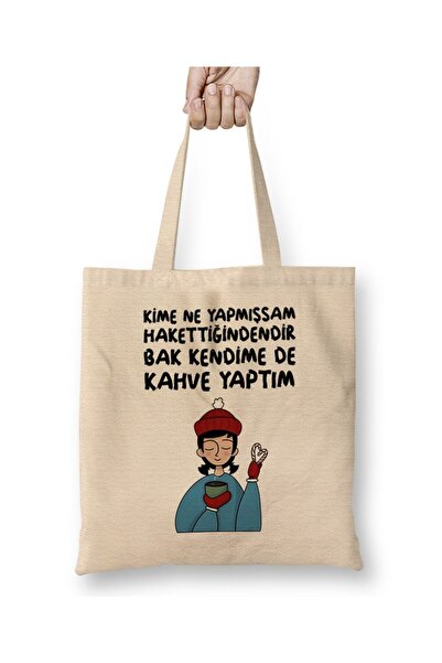 dekado Kız Kardeş Yazılı Bez Çanta Uzun Saplı