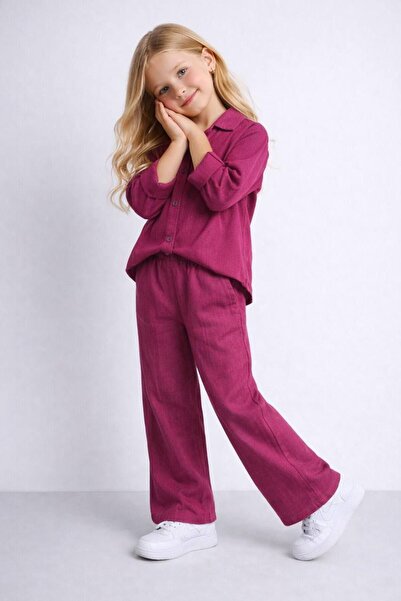 Butik KIZ ÇOCUK %100 PAMUKLU MÜSLİN ALT - ÜST 2'lİ TAKIM