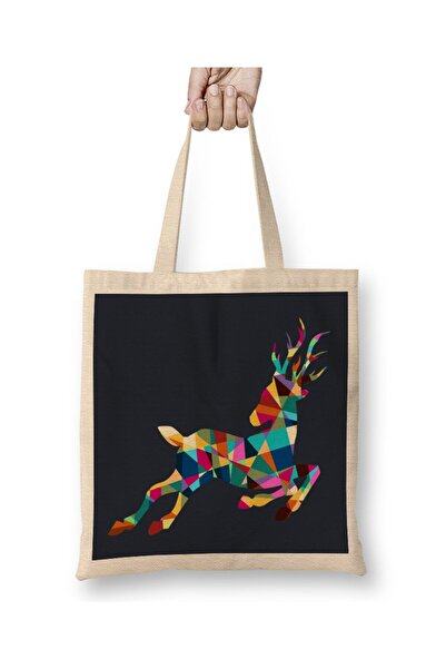 dekado Geometric Animal Roe Deer Tote Bag Long Handle