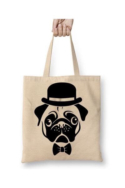 dekado حقيبة قماش Pug Dog 06 بمقبض طويل