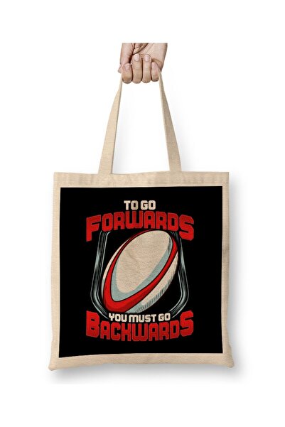 Generic Brand Awesome To Go Forwards You Must Go Backwards Rugby Tote Bag Lon...
