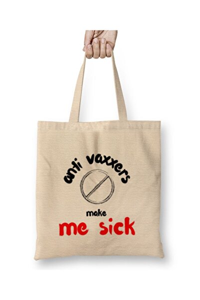 dekado Anti Vaxxers Make Me Sick Cloth Bag Long Handle