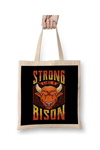 Generic Brand حقيبة قماش قوية من نوع Bison Wild Animal Strength بمقبض طويل