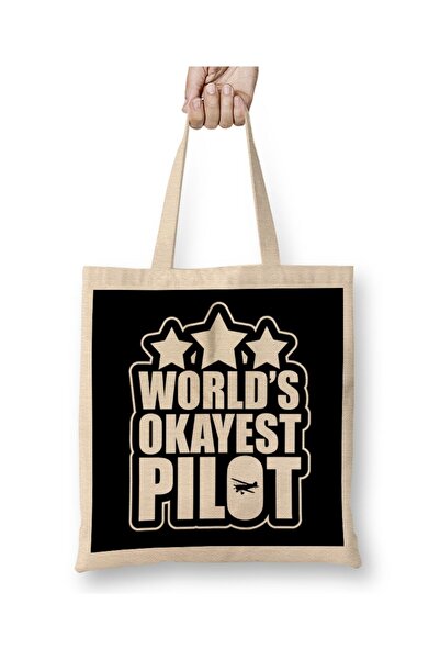 dekado Funny World s Okayest Pilot Airplane Piloting Pun Cloth Bag Long Handle