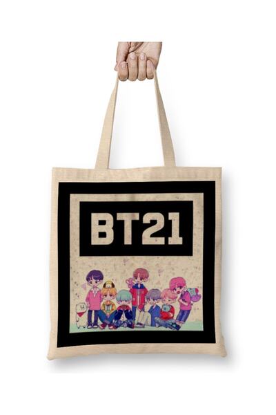 Generic Brand Bts Bt21 02 Cloth Bag Long Handle