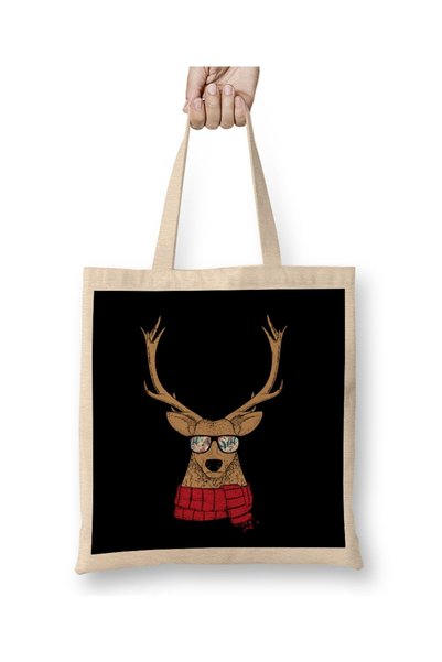 dekado Awesome Christmas Reindeer with Cool Glasses Tote Bag Long Handle