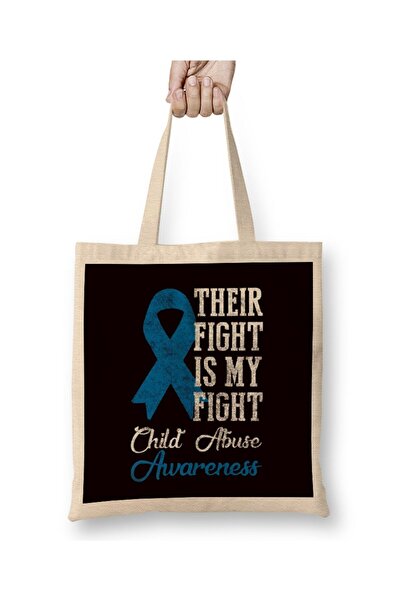 dekado حقيبة قماش Their Fight My Fight Child Abuse Awareness Blue Ribbon Apri...
