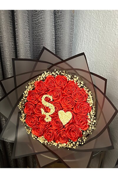 SATENCE STORE 22’li Kişiye Özel Kalpli Baş Harfli Gül Buketi(Not yazılır!)