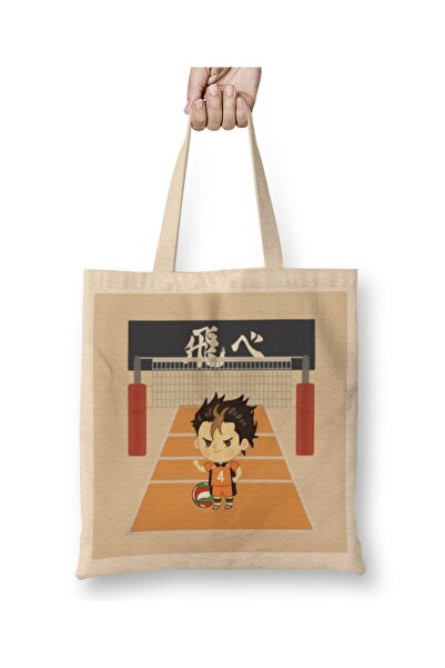 Generic Brand Chibi Yu x Nishinoya Haikyuu Anime Tote Bag Long Handle