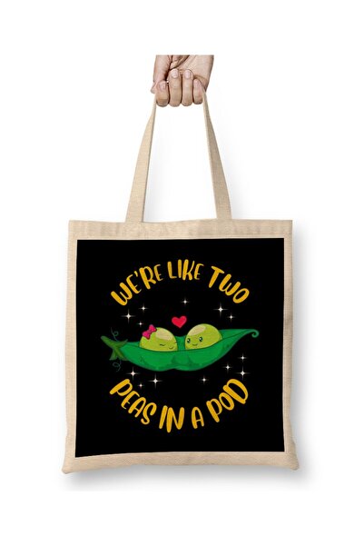 dekado We re Like Two Peas In a Pod Adorable Married Pun Cloth Bag Long Handle