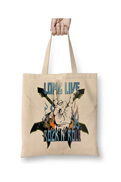 dekado حقيبة قماش Long Live Rock N' Roll 05 بمقبض طويل