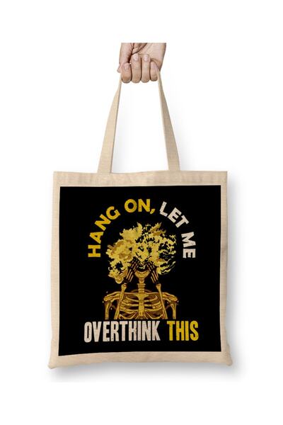 dekado حقيبة قماش مضحكة Hang On Let Me Overthink This Thinking Pun ذات مقبض طويل