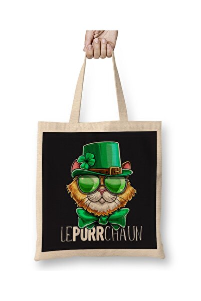 dekado حقيبة قماش رائعة من Lepurrchaun St Patrick's Day Cat Leprechaun شامروك...
