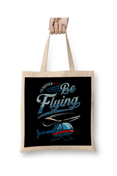 dekado I d Rather Be Flying Retro Helicopter Pilot حقيبة حمل بمقبض طويل