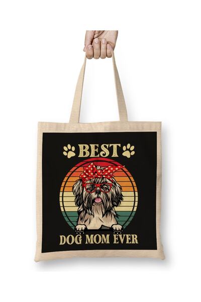dekado Funny Best Shih Tzu Dog Mom For Dog Lover Gift Cloth Bag Long Handle