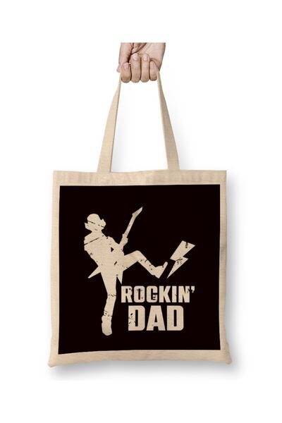 dekado Rocking Dad Heavy Metal Daddy Papa Father Stepdad Husband Tote Bag Lon...