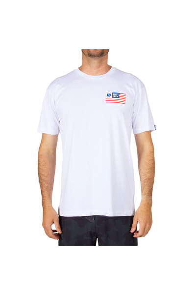 Salty Crew Μπλουζάκι Premium με Αστέρια και Ρίγες, Λευκό, XL