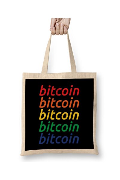 dekado حقيبة حمل بشعار Bitcoin Rainbow Repetition Color بمقبض طويل