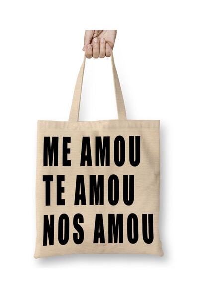 Generic Brand Me Amou Te Amou Nos Amou Branca Tote Bag Long Handle