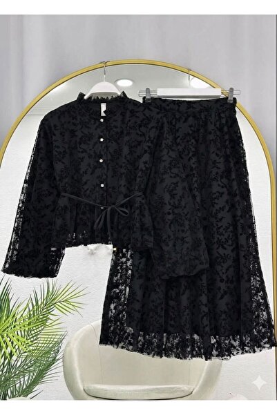 YILMAZBARMAZ French Lace Skirt Suit