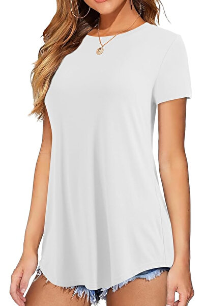 Amoretu Tricou alb de vară pentru femei, larg, respirabil, XL