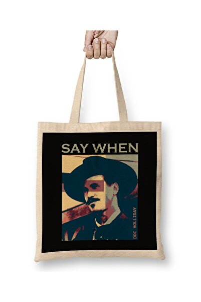 dekado حقيبة قماش من ماركة "Say When Doc Holliday" بمقبض طويل