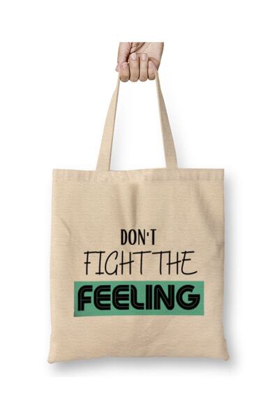 dekado حقيبة قماش DON'T FIGHT THE FEELING بمقبض طويل