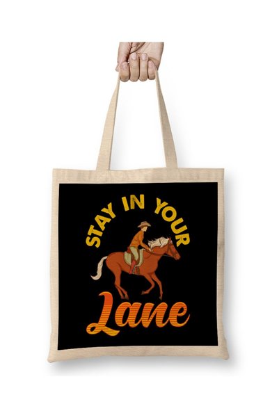 dekado حقيبة قماشية لطيفة ومضحكة من Stay In Your Lane بمقبض طويل