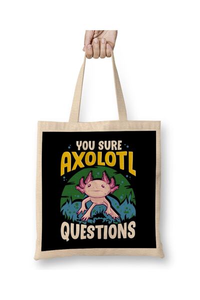 dekado حقيبة قماش Funny You Sure Axolotl أسئلة المشي على شكل سمكة بمقبض طويل