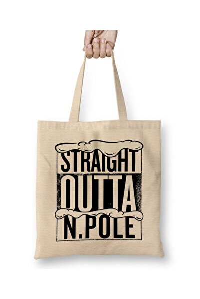dekado Straight Outta North Pole Christmas Tote Bag Long Handle