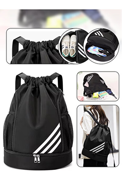 Leon Lifestyle حقيبة ظهر رياضية بحبل سحب مع جيب للأحذية، حقيبة رياضية مقاومة ...