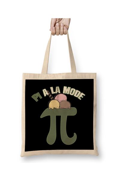 dekado Pi A La Mode Funny Pi Day Ice Cream Pun Math Cloth Bag Long Handle