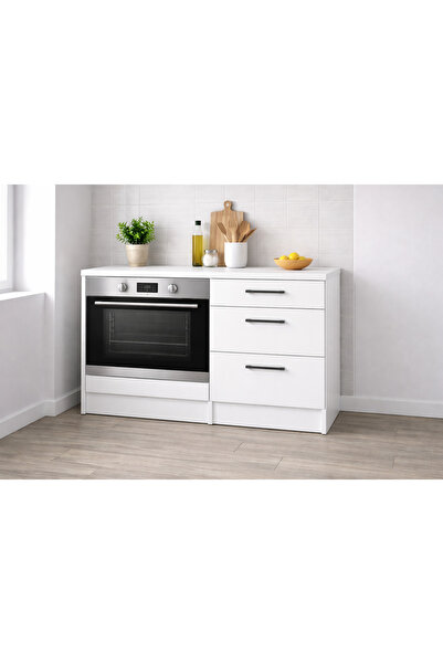 Tdesigno Aka Ankastre Fırın Modülü-Çok Amaçlı Dolap -110 cm -3 Çekmeceli-Lami...