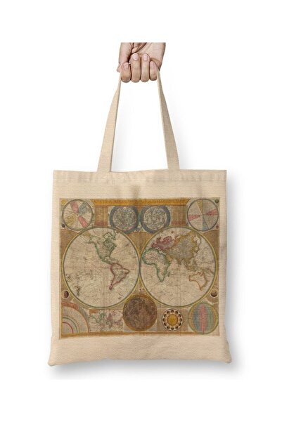 dekado Old World Map 3 Cloth Bag with Long Handle