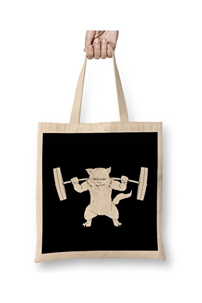 dekado Cat Squat Powerlifting Gifts Tote Bag Long Handle