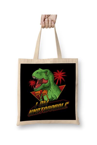 Generic Brand حقيبة قماش I Am Unstoppable TRex Funny Short Dinosaur Joke بمقب...