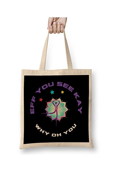 dekado Eff You See Kay Why Oh You YOGA LOVER حقيبة قماش بمقبض طويل