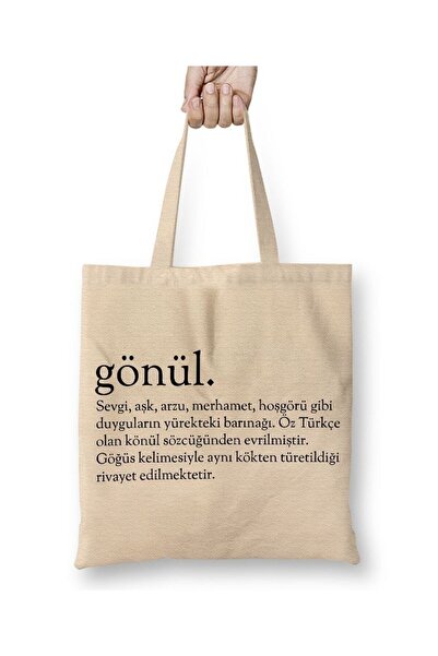 dekado Gönül Word Cloth Bag Long Handle