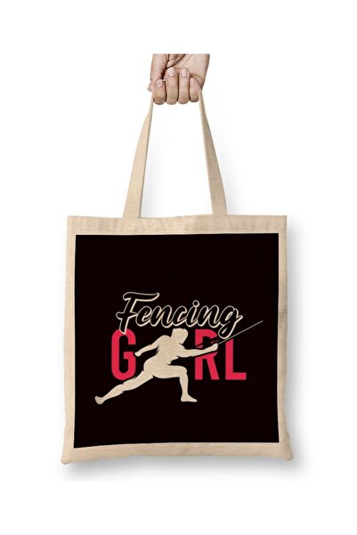 dekado Fencing Fencer Girl Epee Rapier Saber Foil Duel Sports Fight Tote Bag ...