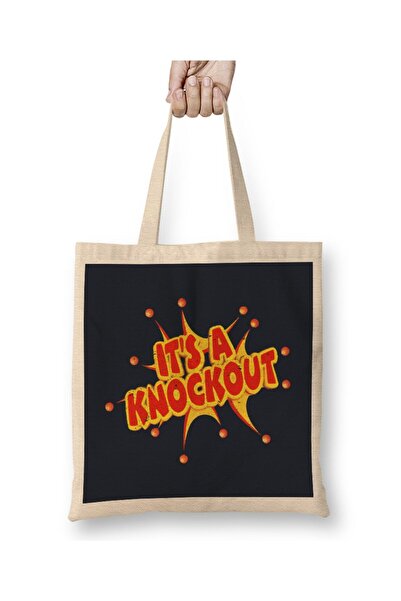 dekado حقيبة قماش كلاسيكية تحمل شعار It's A Knockout بمقبض طويل
