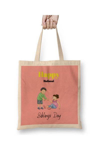 Generic Brand Happy Siblings Day 2021 Tote Bag Long Handle