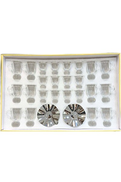ALQANNAS Set of 36 Crystal Tea Glasses and Coffee Cups Set | Includes Stainle...