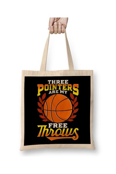 Generic Brand Funny Three Pointers Are My Free Throws Basketball Tote Bag Lon...