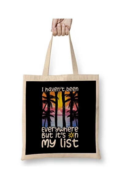 dekado Cute I Haven't Been Everywhere But It's On My List Tote Bag Long Handle