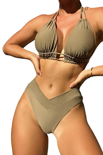 EFAYN.RO Women's swimsuit, 2 pieces, classic elegant summer model, size S, kh...