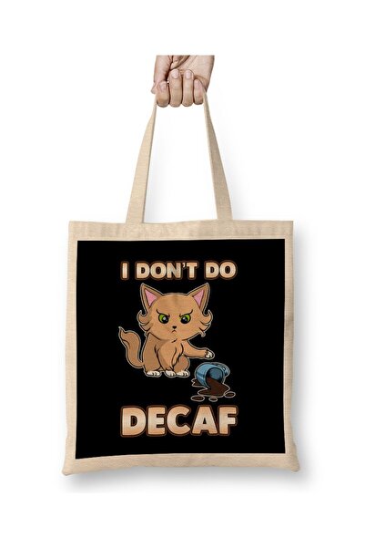 Generic Brand حقيبة قماش لطيفة ومضحكة I Don t Do Decaf Adorable Kitten بمقبض ...